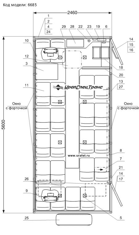 Планировка вахтового автобуса Камаз 43118RF
