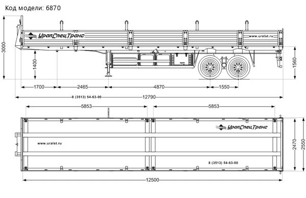 Габаритный чертеж полуприцеп контейнеровоз ППК 40-24Д-12КБ (BPW)