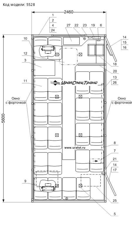 Планировка вахтового автобуса Камаз 43118RF