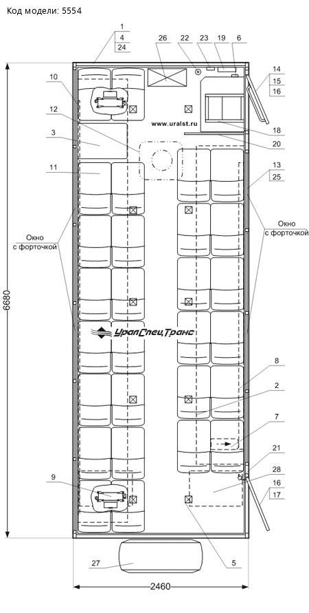 Планировка вахтового автобуса Камаз 43118(CUMMINS)