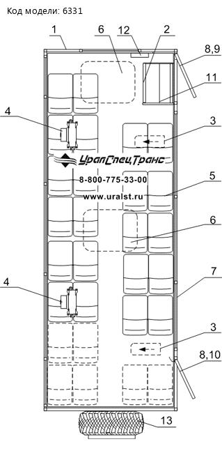 Планировка вахтового автобуса Урал 3255-3013-79Е5