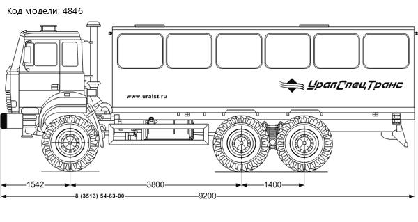Автобус вахтовый Урал с бескапотной кабиной