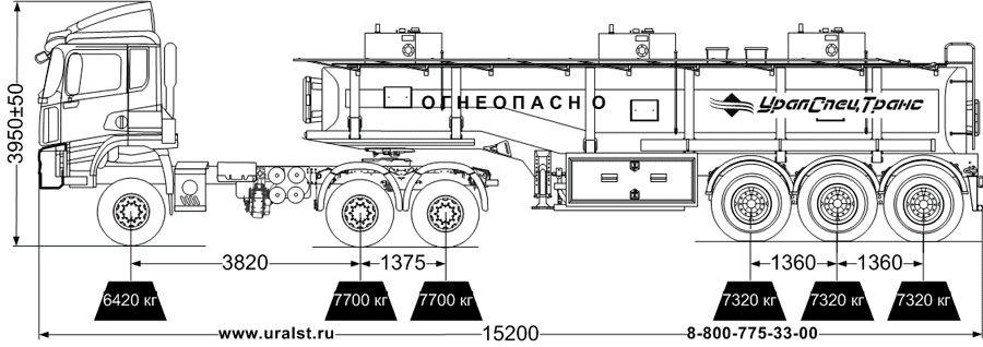 Автопоезд седельный тягач Shacman SX42586V385 6х6 + Полуприцеп-цистерна ППЦ 26-32-3Н 