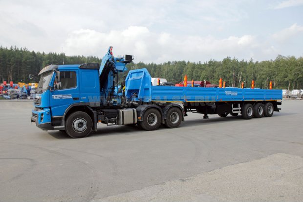Седельный тягач Volvo с КМУ ИМ-180-05 + Полуприцеп бортовой ППБ УСТ-94651
