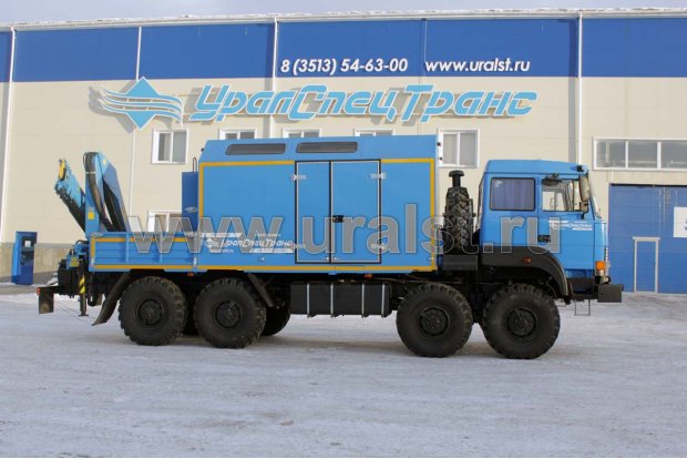 ПАРМ с грузовой платформой и КМУ ИМ-150